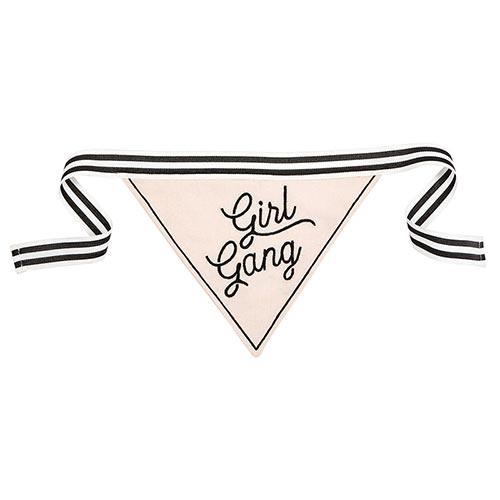 Girl Gang Pet Bandana, soft breathable fabric with embroidered quote, stylish accessory for pets